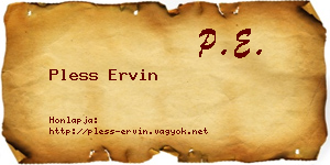 Pless Ervin névjegykártya