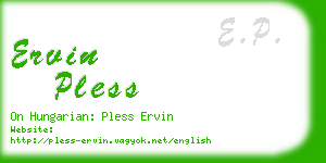 ervin pless business card